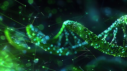 Green DNA helix graphic