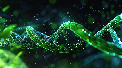 Green DNA helix graphic