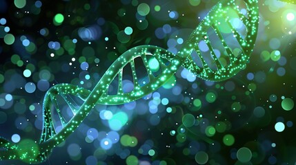 Green DNA helix graphic