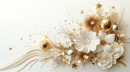 Obraz premium Elegant arrangement of gold and off-white decorative items