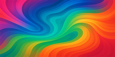 Abstract swirling rainbow colors create a vibrant wave pattern with bright lines and texture