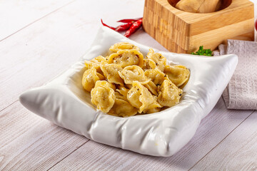 Tasty Russian dumplings with meat