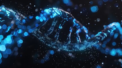 Blue DNA helix graphic.