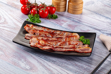 Fried pork bacon for breakfast
