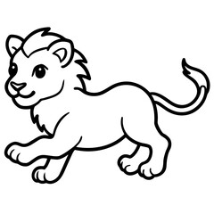 lion baby run vector illustration