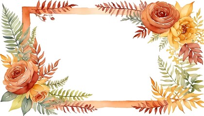 Autumn Floral Rectangular Frame with Roses