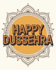 Happy dussehra greeting card with decorative mandala, isolated on white background
