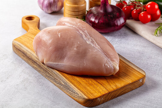 Raw chicken breast without skin