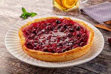 Tasty homemade pie with cherry