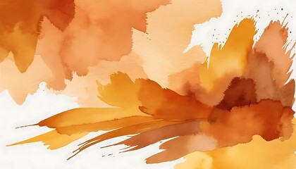 Abstract Orange and Brown Watercolor Brushstrokes background