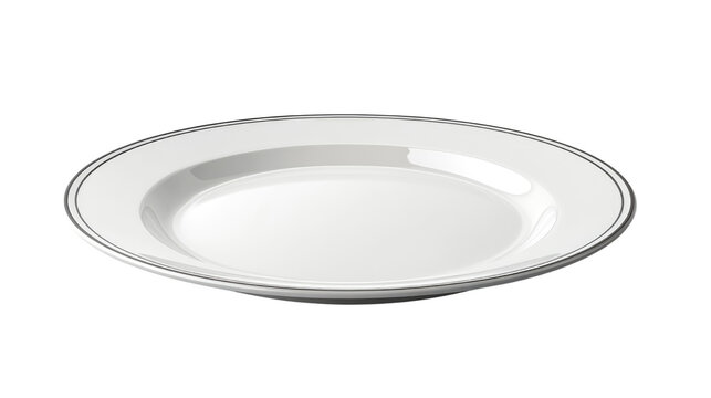 elegant white plate featuring a sophisticated minimalist design. Isolated On Transparent and White Background