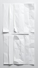 Two stacks of folded white paper, slightly rumpled, on a clean white background, casting shadows. Soft lighting, vertical orientation