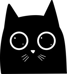 A black cats face with large white eyes and whiskers