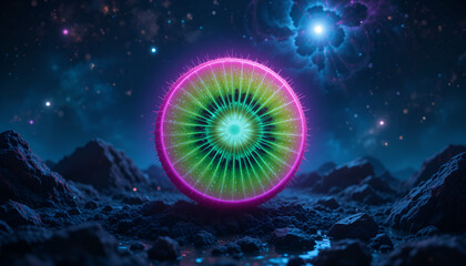 Neon Galaxy Kiwi – Cosmic Fruit Fantasy in Space 4K