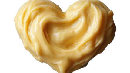 creamy and appetizing dessert that's been skillfully shaped into a heart, embodying the sweetest sentiments, perfect for expressing affection and delight. Isolated On Transparent and White Background