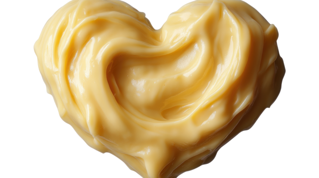 creamy and appetizing dessert that's been skillfully shaped into a heart, embodying the sweetest sentiments, perfect for expressing affection and delight. Isolated On Transparent and White Background