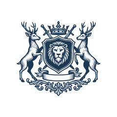 Vintage hand drawing vector crest logo