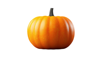 vibrant single pumpkin, radiating the warm hues of autumn, it's ready for carving or cooking, perfect for fall holidays and harvest celebrations. Isolated On Transparent and White Background