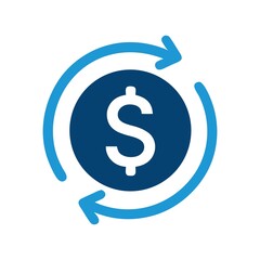 Obraz premium Money transfer with arrows concept of finance and business blue colors