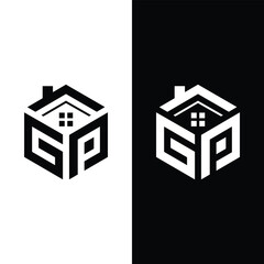 Creative GP monogram Real Estate Logo Vector Stock Vector.