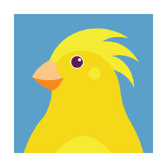 Yellow Cockatoo Bird Head Profile Flat Design vector