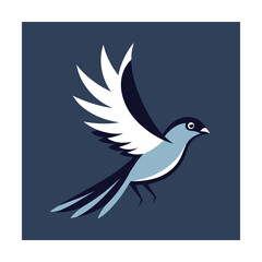 Abstract Blue and White Bird in Flight flying wings