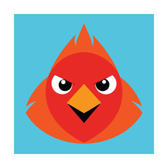 Angry Red Cardinal Bird Character Icon cartoon avatar