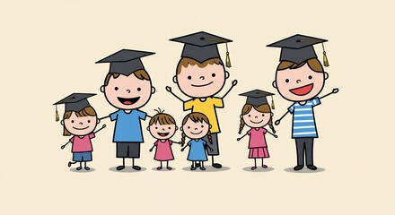 Graduation children group illustration