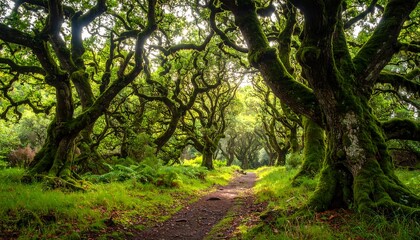 Naklejka premium Ancient mossy oak forest