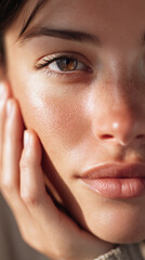 Close up of natural skin texture with soft light and calm