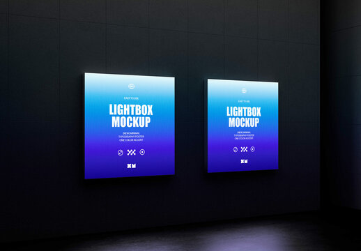 2 Square Underground Lightboxes Mockup