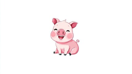 Fototapeta premium Cute pink pig illustration