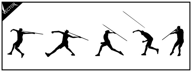 Silhouette of a javelin thrower, athletics championship. Vector illustration on a white background.