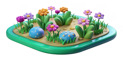 Cartoon Flower Garden Illustration Scenery