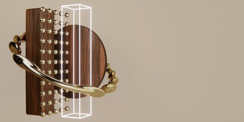Golden Wood Abstract Geometric Sculpture Background