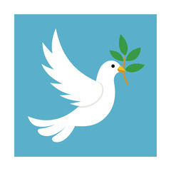 White Dove Flying With Green Olive Branch Keywords: dove, white, bird, flying, peace, symbol
