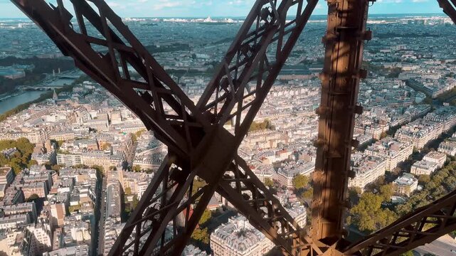 climbing to the top of the eiffel tower , Paris  france