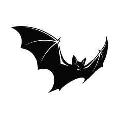 Fototapeta premium Dramatic Bat Silhouette Flying with Spread Wings on White Background in Vector Format