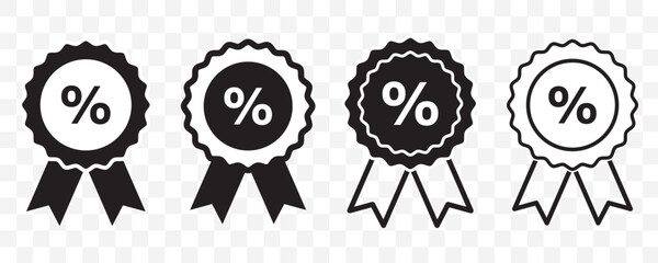 Discount promotion line icon set isolated on white background. Price discount tag vector icons in fill style. Promotion price tag flat icon collection. 