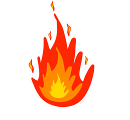 Cartoon flame illustration with vibrant colors of red orange and yellow against a creating a bold and fiery design element for projects