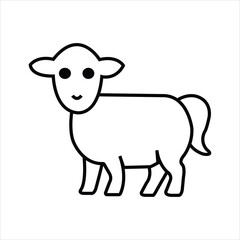 Black and White Sheep Outline Vector, Sheep Outline Vector Illustration, Farm Animal Sheep Outline Icon