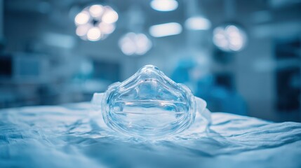 Medical Oxygen Mask on Table in Unused Hospital Operating Room