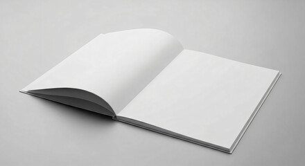 Blank Open Notebook on Light Gray Background Concept for Ideas Writing Creativity and Design