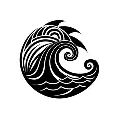 powerful tribal oceanic waves with bold  black pol
