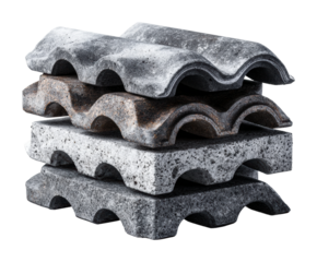 Stacked concrete tiles urban site materials with quality assurance isolated on transparent background