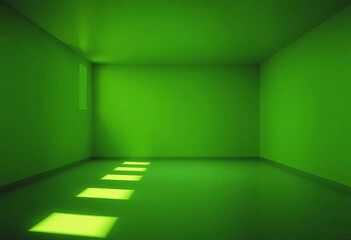 A vast, empty green room bathed in soft, diffused light,  vibrant,  serene