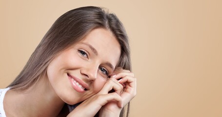 Young happy woman with perfect clean skin