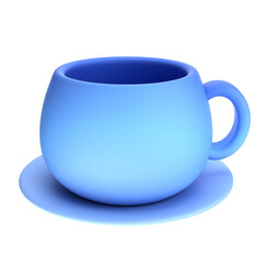 A light-blue ceramic teacup and saucer stand out against a black background.