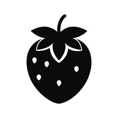 Simple black silhouette of a strawberry glyph icon perfect for digital and print applications