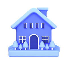 A stylized, light-purple home icon, rendered in a 3D style, features simple, cartoonish details and a black background.